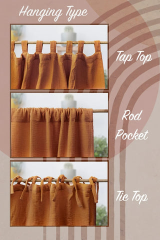 Hanging type comparison tab rod pocket tie. 2-layer muslin cotton curtain. Vivamaison.