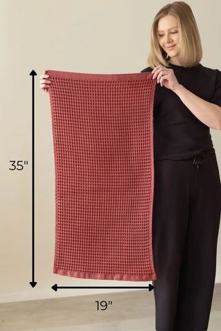 Handwoven Turkish cotton waffle weave towel set, all 11 colors group lifestyle. Denizli, OEKO-TEX. Vivamaison.